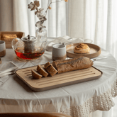 Tábua Migalheira Lume Plástico e Bambu Bege 33cm